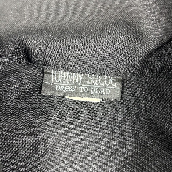 Johnny Suede Shirt Mens XL Black Bowling Flaming Card Suits Made USA Dice - Picture 5 of 11